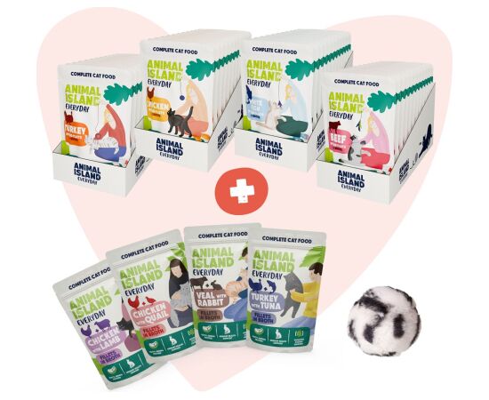 ANIMAL ISLAND Love Box Rosół mix smaków 48szt + zabawka Barība