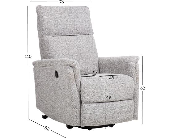 Recliner armchair LEVON with electric lifting mechanism, grey Новинки Для дома и сада 