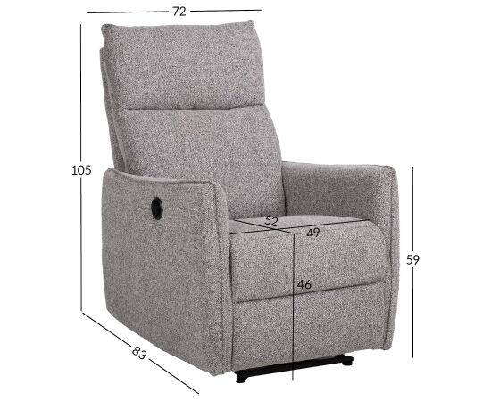 Recliner armchair LANDO with electric mechanism, grey Новинки Для дома и сада 