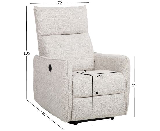 Recliner armchair LANDO with electric mechanism, light grey Новинки Для дома и сада 