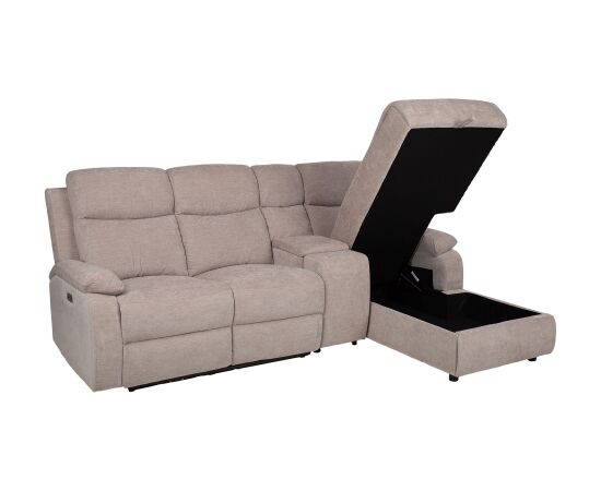 Corner sofa PROVENCE RC, electric/manual recliner, light grey Новинки Для дома и сада 