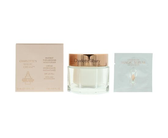 Set Charlotte Tilbury: Magic, Moisturising, Cream, For Face, SPF 15, 50 ml + Magic Crystal Elixir, Hydrates, Serum, For Face, 1 ml *Sample Ķermeņa kosmētika