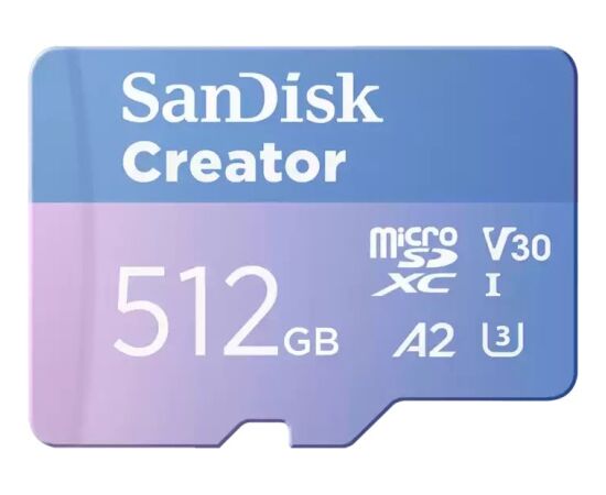 SanDisk Creator MicroSDXC 512 GB Class 10 UHS-I/U3 A2 V30 (SDSQXAV-512G-GN6MS) Новинки Компьютерная техника