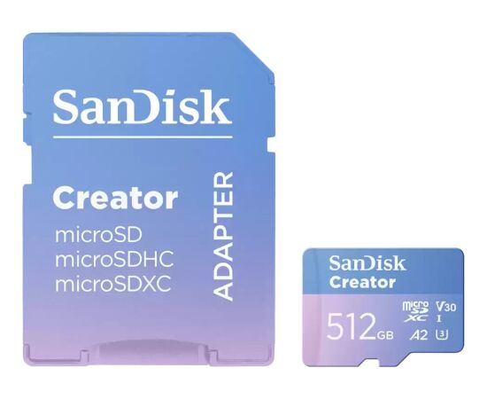 SanDisk Creator MicroSDXC 512 GB Class 10 UHS-I/U3 A2 V30 (SDSQXAV-512G-GN6MS) Новинки Компьютерная техника