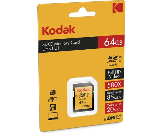 Kodak 650X SDXC 64 GB Class 10 UHS-I/U3  (EKMSD64GXC10HPRK) Новинки Компьютерная техника