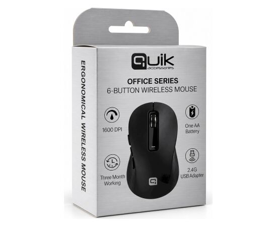 Quik Accessories QOS-1106 Bezvadu Datorpele ar 6 pogam 1600 DPI Peles, ievadierīces
