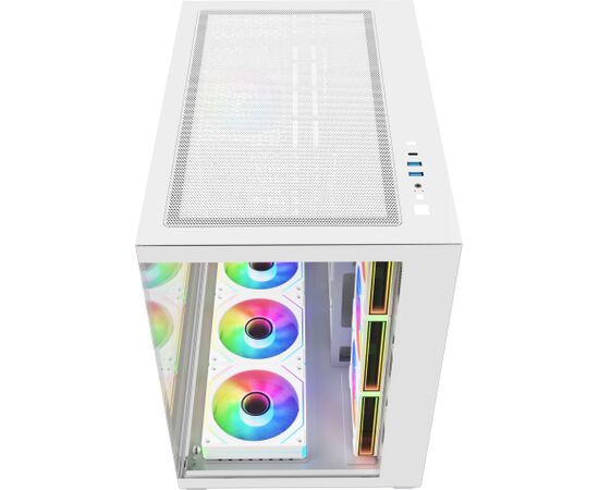 Fortron FSP M341 White Dual Tempered Glass 7x ARGB Fan ATX Gaming PC Case Datoru korpusi
