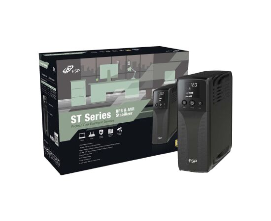 Fortron FSP ST 1200 Black 1200VA 720W 4x Schuko AVR Line-Interactive UPS UPS Nepārtrauktā barošana
