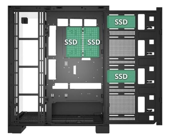 FSP Fortron U691 Black Tempered Glass ARGB E-ATX Gaming PC Case Datoru korpusi