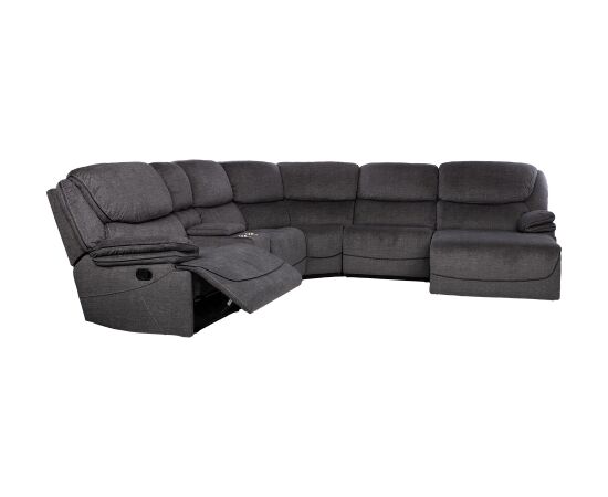 Corner sofa GISELLA U-shape, manual recliner, dark grey Новинки Для дома и сада 