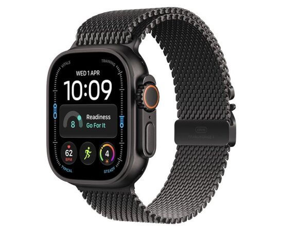 Apple Watch Ultra 4, 49 mm, Titanium Milanese Loop, L, black - Smartwatch Smart-Watch Pulksteņi