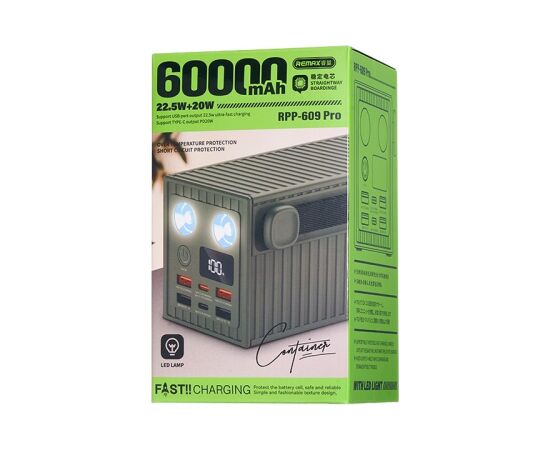 External battery Power Bank Remax RPP-609 Pro 22.5W 60000mAh grey Power Banks