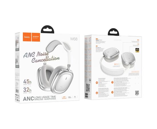 Wireless headphones Hoco W68 ANC silver Austiņas