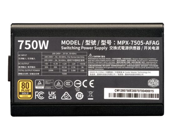 Cooler Master ELITE GOLD 750 (black, 1x 12-pin high power GPU, 2x PCIe, 750 watts) Datoru barošanas bloki