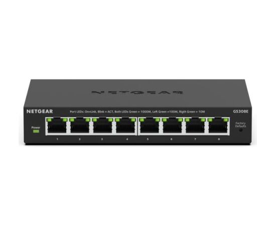 NETGEAR GS308E Managed L2/L3 Gigabit Ethernet (10/100/1000) Black Switch