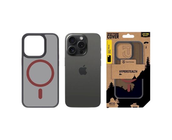 Tactical MagForce Hyperstealth 2.0 Aizsargapvalks priekš iPhone 15 Pro / melns/sarkans Neoriģinālie Maciņi