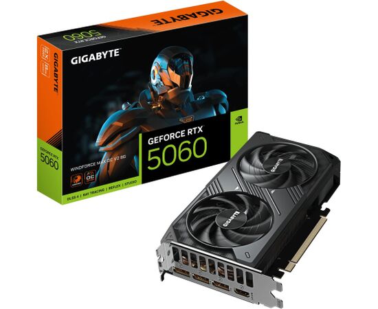 Graphics Card GIGABYTE NVIDIA GeForce RTX 5060 2512 MHz 8 GB GDDR7 128 bit PCI Express 5.0 Active GV-N5060WF2MAXOCV2-8GD Grafiskās video kartes