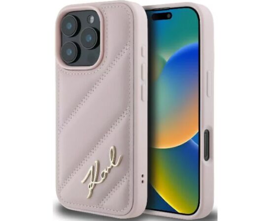 Karl Lagerfeld Quilted Signature Aizsargapvalks Priekš Apple iPhone 16 Pro Neoriģinālie Maciņi