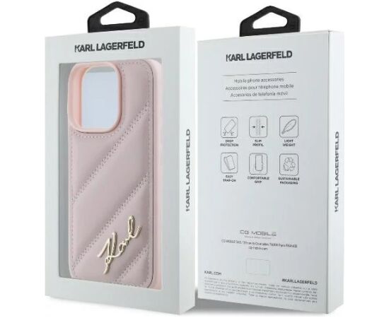 Karl Lagerfeld Quilted Signature Aizsargapvalks Priekš Apple iPhone 16 Pro Neoriģinālie Maciņi
