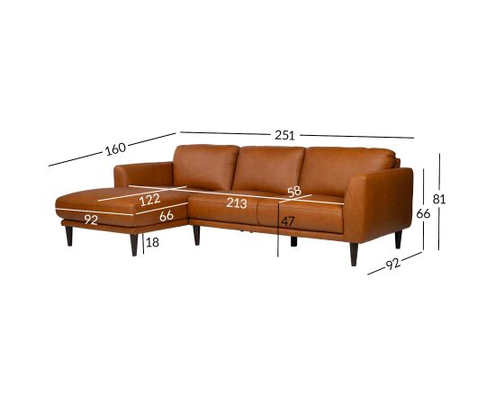 Corner sofa HAVANNA LC, cognac brown Новинки Для дома и сада 