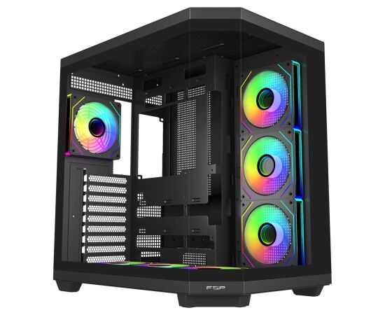 FSP Fortron U580 Black Tempered Glass ARGB ATX Gaming PC Case Datoru korpusi