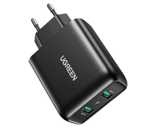 Ugreen wall charger 2× USB-A 36 W QC3.0 black (CD161) Telefonu lādētāji 220v