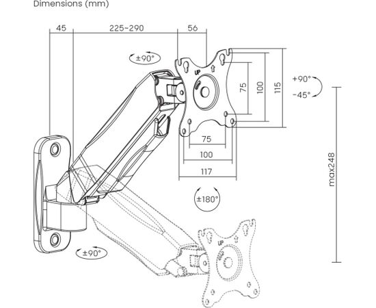 Maclean monitor wall mount, computer screen holder, 17-32'', 9kg max, mechanical spring, MC-979 Jaunumi - Audio-Video