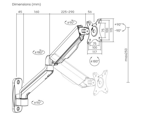 Maclean MC-332 Double Arm Monitor Wall Mount, 17-32", 9kg max, Computer Screen Holder Jaunumi - Audio-Video