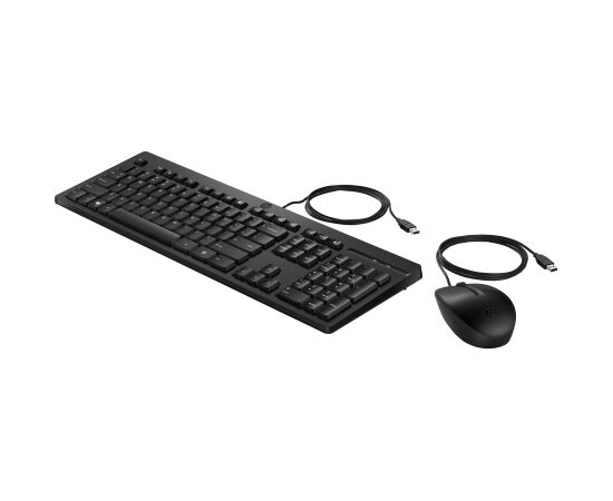 HP 225 G2 USB Wired Mouse Keyboard Combo, Copilot Key, spill resistant - Black - ESTONIAN / AX2Y7AA#ARK Klaviatūras