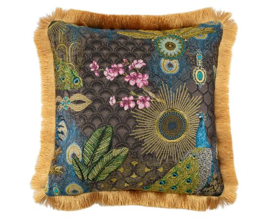 Pillow GLAMOUR 45x45cm, with furry edge, peacock Новинки Для дома и сада 