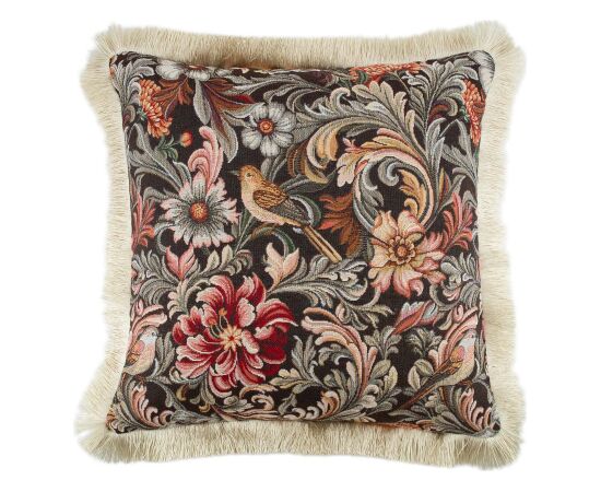 Pillow GLAMOUR 45x45cm, with furry edge, birds and flowers Новинки Для дома и сада 