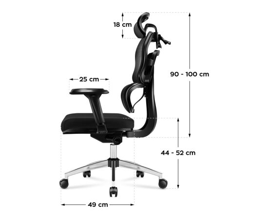 Office armchair MA-Expert 4.9 Black Biroja krēsli