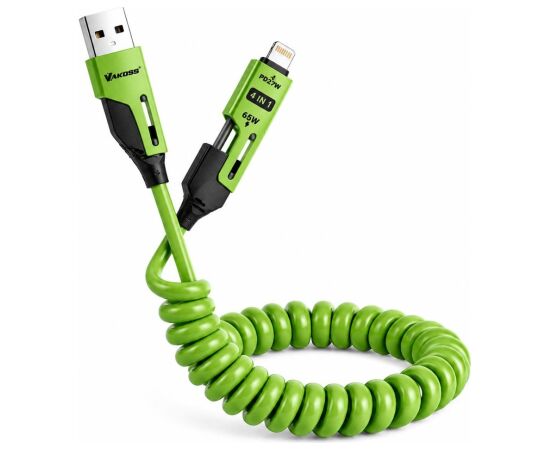 Vakoss MLU680G 4-in-1 Cable 1.5m 60W 3A QC/PD Green Дата USB-кабели