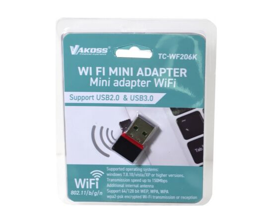 Vakoss TC-WF206K USB WLAN (Wi-Fi) Network Adapter 2.4GHz Adapteri