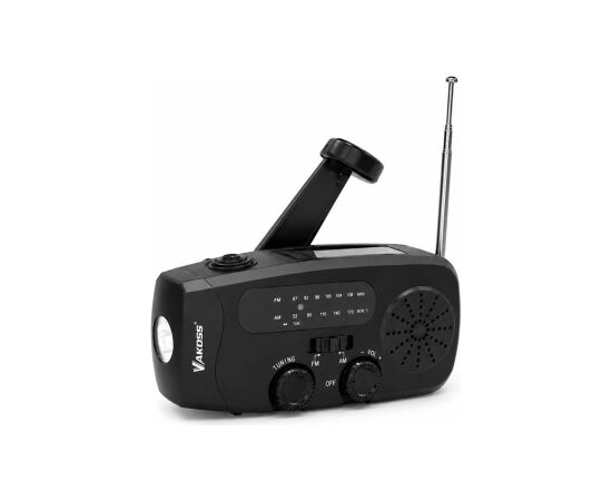 Vakoss FM-3660K FM/AM Emergency Radio with Dynamo / Flashlight / Power Bank / Solar Panel Jaunumi - Audio-Video