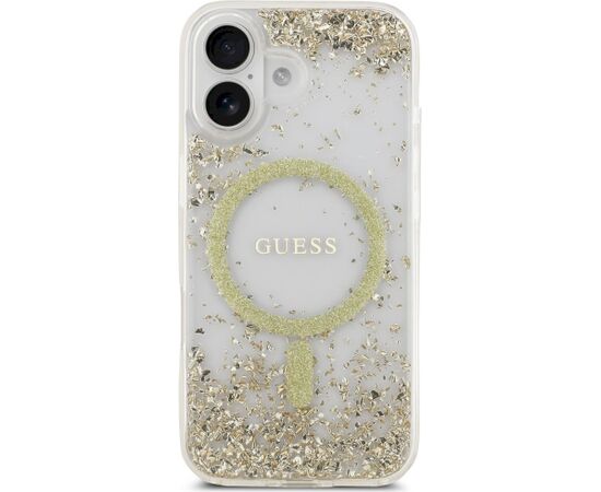 Guess Resin Bottom Glitter MagSafe case Aizsargapvalks priekš iPhone 17 / zelta Neoriģinālie Maciņi