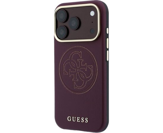 Guess Perforated 4G Gold Logo Magsafe Aizsargapvalks priekš iPhone 18 Pro / 17 Pro / bordo Neoriģinālie Maciņi