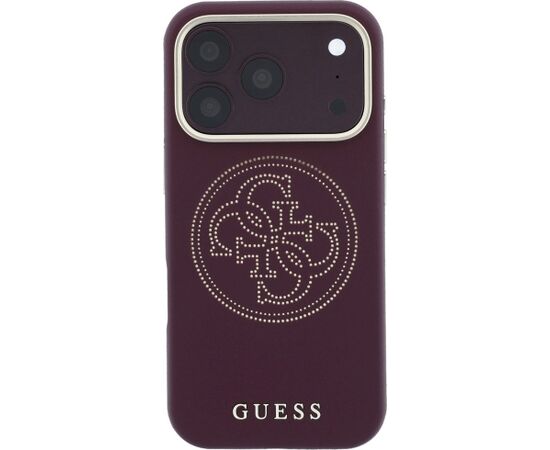 Guess Perforated 4G Gold Logo Magsafe Aizsargapvalks priekš iPhone 18 Pro / 17 Pro / bordo Neoriģinālie Maciņi