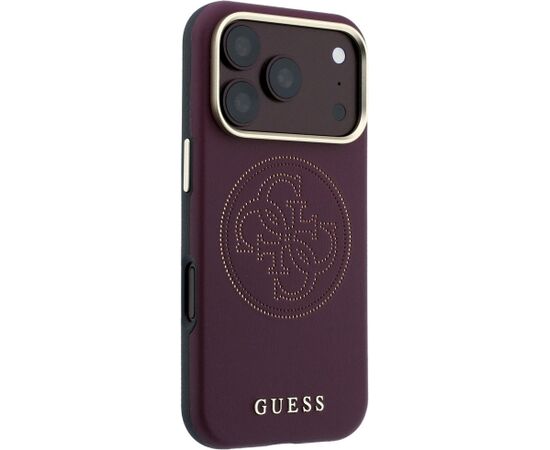 Guess Perforated 4G Gold Logo Magsafe Aizsargapvalks priekš iPhone 18 Pro / 17 Pro / bordo Neoriģinālie Maciņi