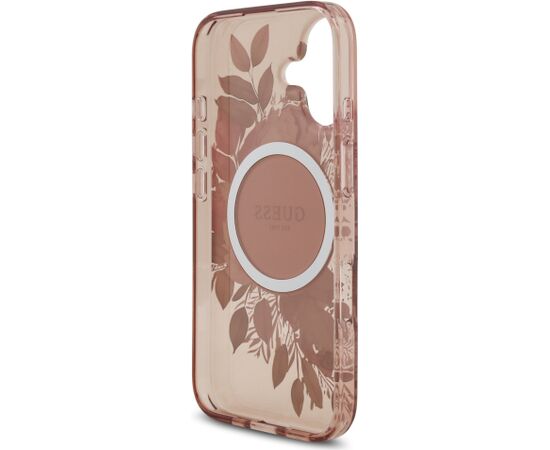 Guess IML Flowers Strap MagSafe Case Aizsargapvalks priekš iPhone 17 / rozā Neoriģinālie Maciņi
