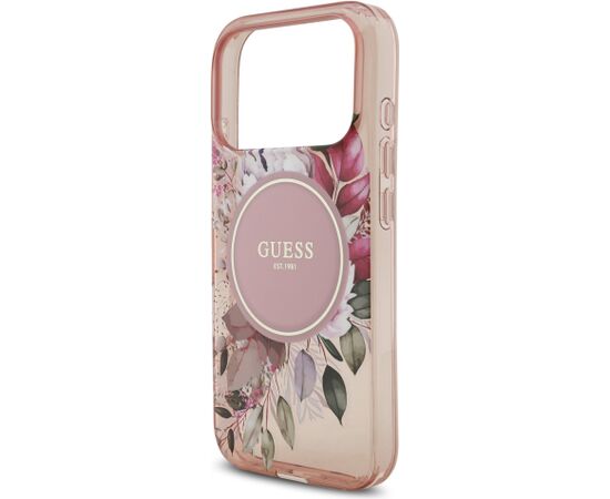 Guess IML Flowers Strap MagSafe Case Aizsargapvalks priekš iPhone 17 Pro / rozā Neoriģinālie Maciņi