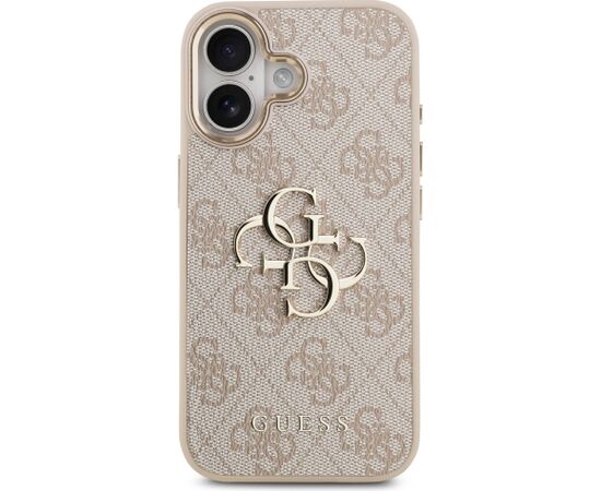 Guess PU Leather 4G Metal Logo Gold Frame Case Aizsargapvalks priekš iPhone 17 / rozā Neoriģinālie Maciņi