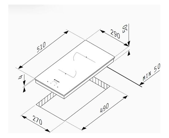 Ceramic hob Pyramis black Iebūvējama virsma - Keramika