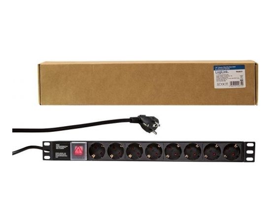 LOGILINK- 19'' PDU 1U 8 Germany Socket with ON/OFF Switch