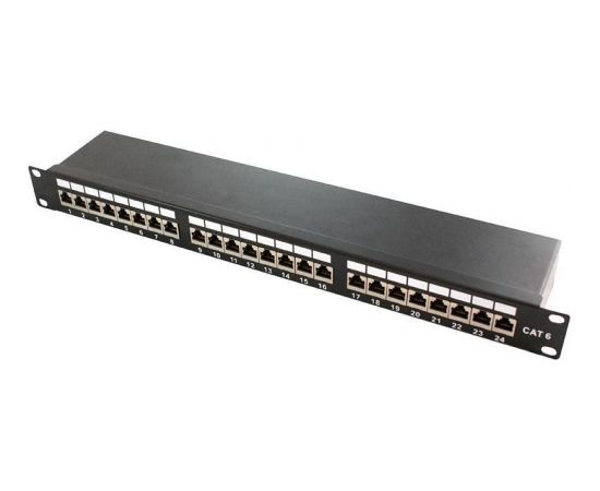 LOGILINK-  Patch Panel 19''-mounting Cat.6 STP 24 ports, black