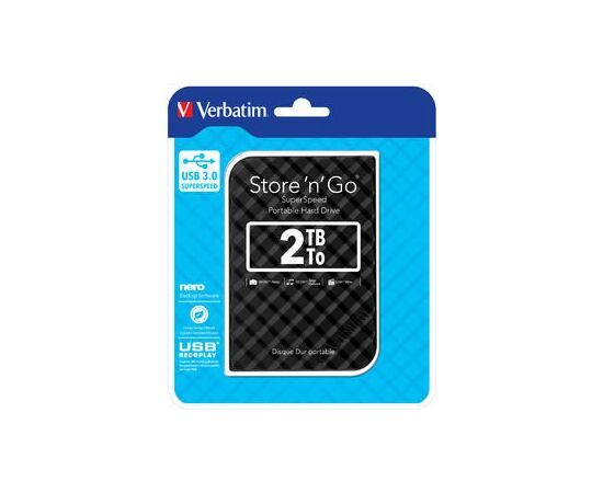 Verbatim 2TB 2.5" Store & Go GEN Ārējais cietais disks 3.0 USB Ārējie cietie diski HDD SSD