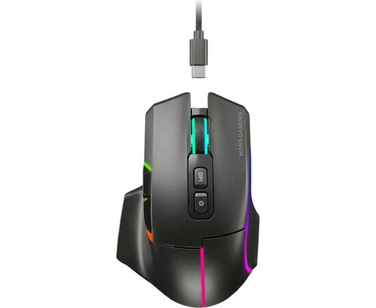 Tacens Mars Gaming MMWVECTOR mouse Right-hand RF Wireless + Bluetooth + USB Type-A Optical 12000 DPI Peles, ievadierīces