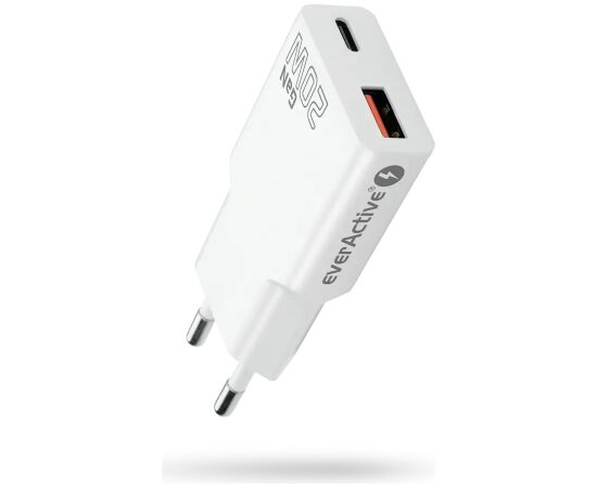 Charger everActive GaN SUPER SLIM SC-340Q USB QC3.0 and USB-C PD 20W Telefonu lādētāji 220v