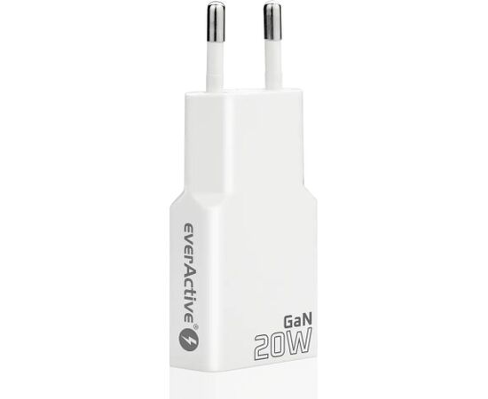 Charger everActive GaN SUPER SLIM SC-340Q USB QC3.0 and USB-C PD 20W Telefonu lādētāji 220v