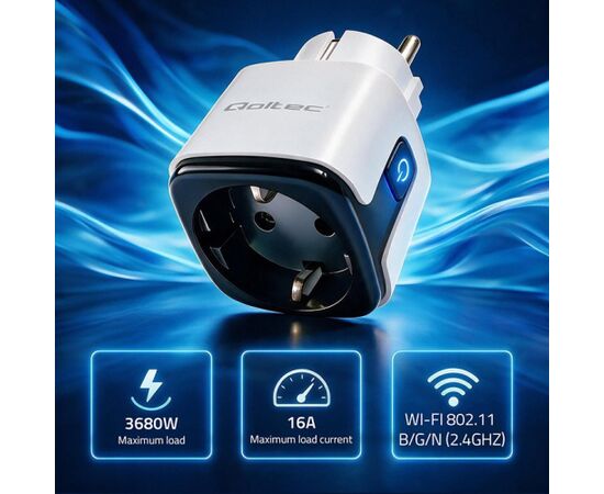 Qoltec 52710 Smart Wi-Fi Socket 16A | Timer | Energy meter | Tuya | Smart Life | Amazon Alexa | Google assistant Новинки Для дома и сада 